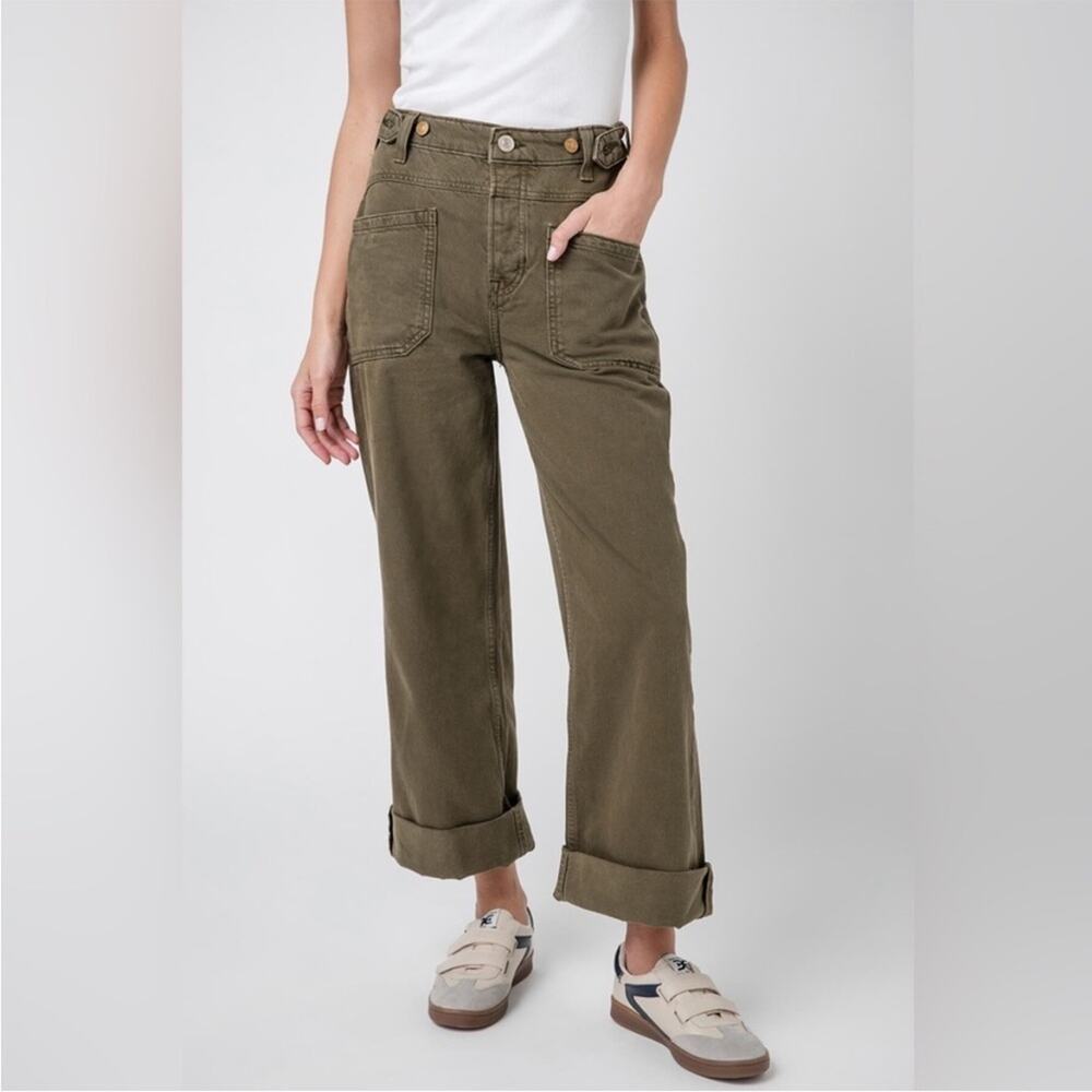 FREE PEOPLE We The Free Palmer Cuffed Jeans Army green sz 32